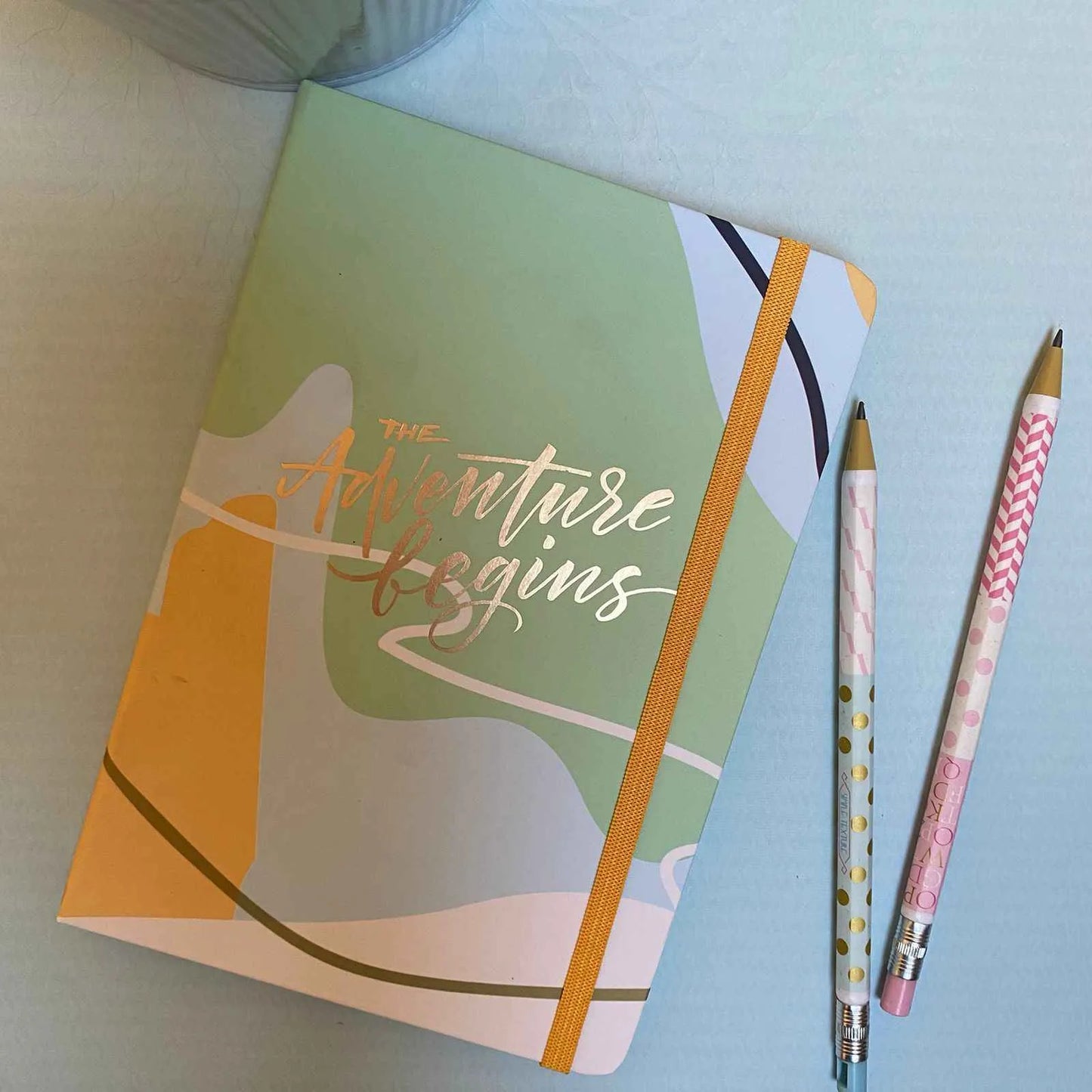 Agenda universal manchas verde y celeste