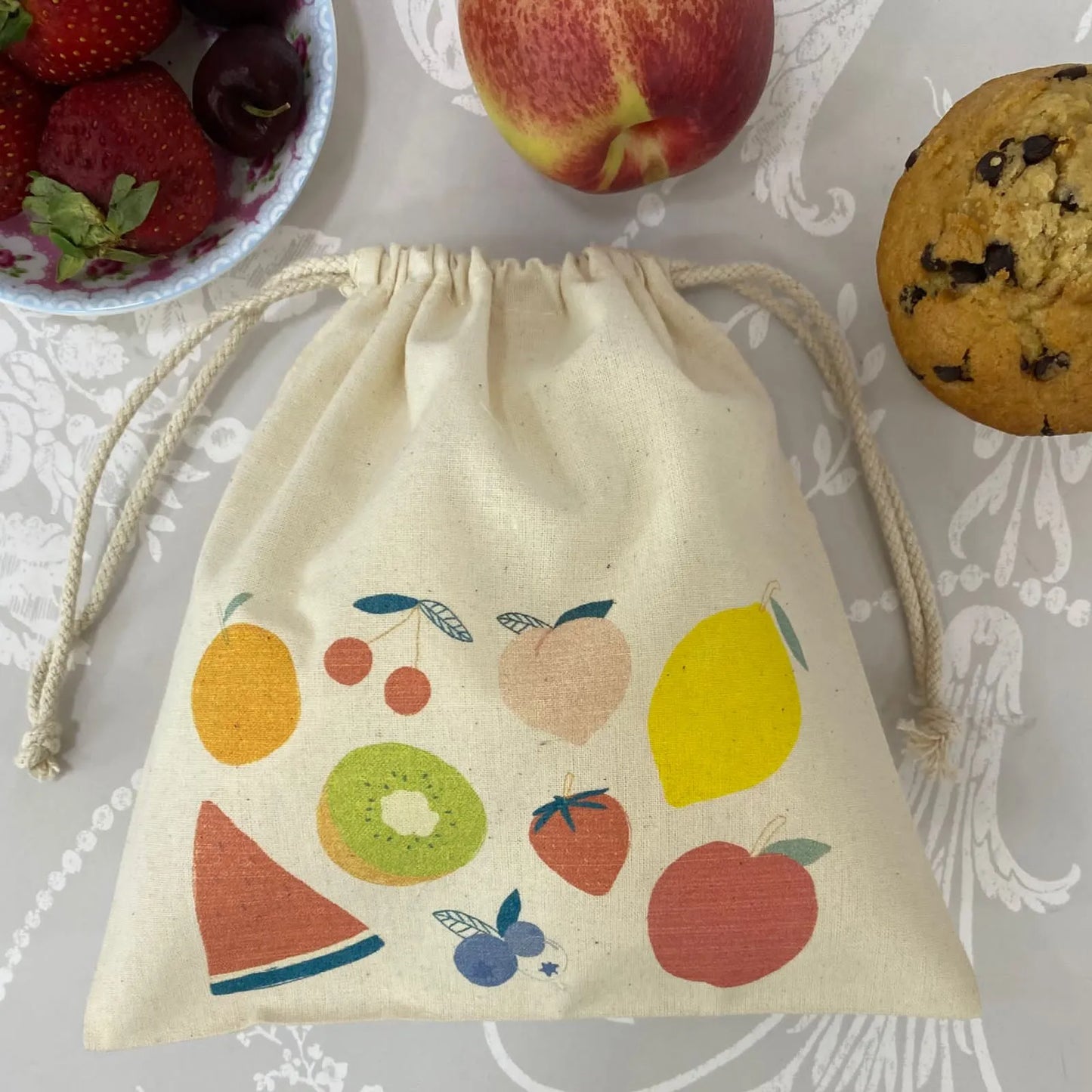 Bolsita de colación estampada frutas