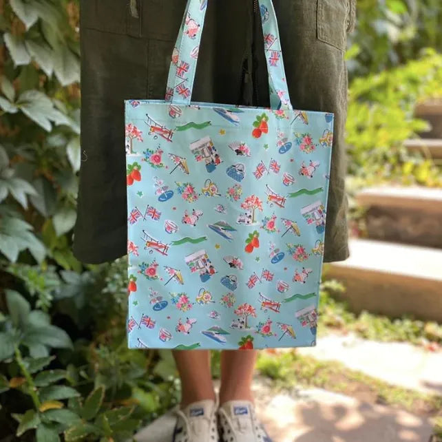 Bolso largo de hule celeste viaje