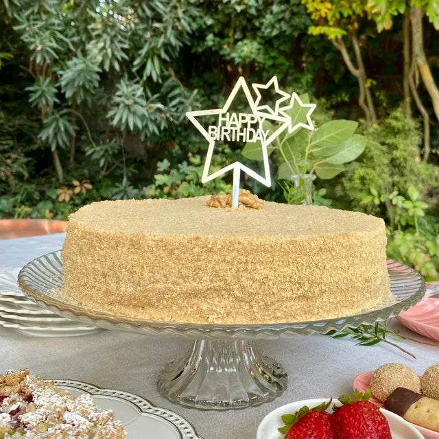 Decoración torta estrella plateada