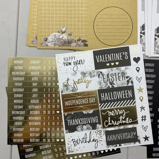 Kit de stickers storyline dorado