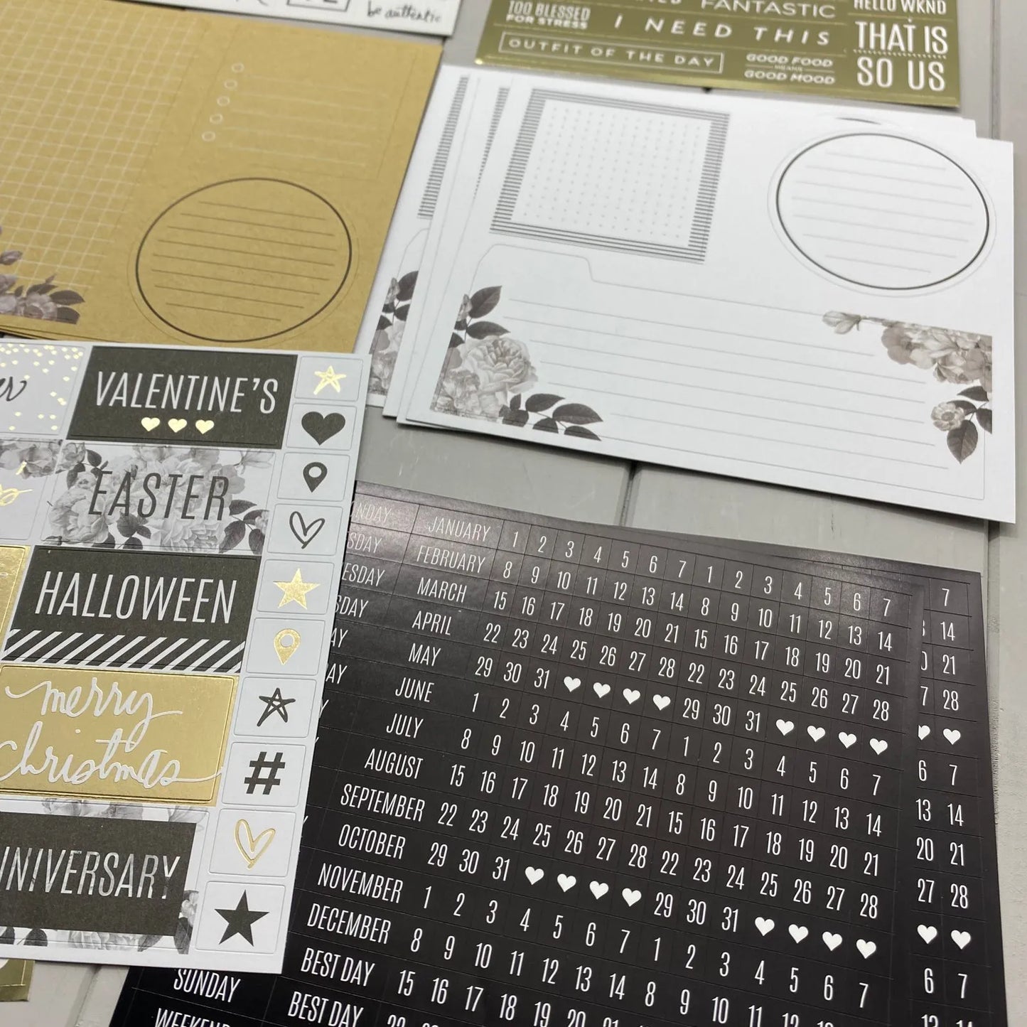 Kit de stickers storyline dorado