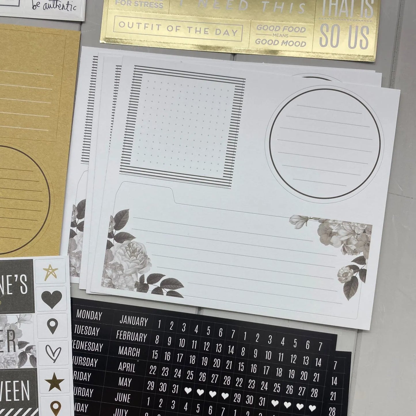 Kit de stickers storyline dorado
