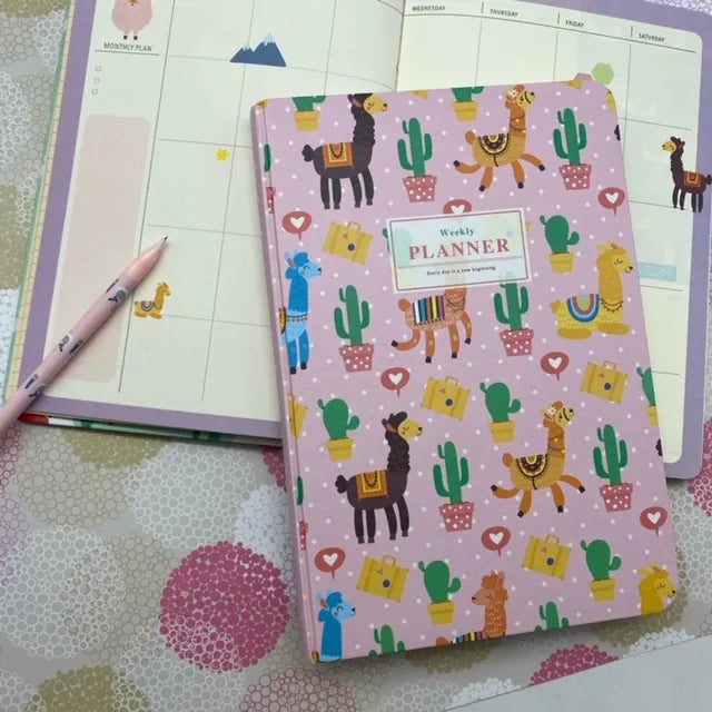 Planner llama rosado