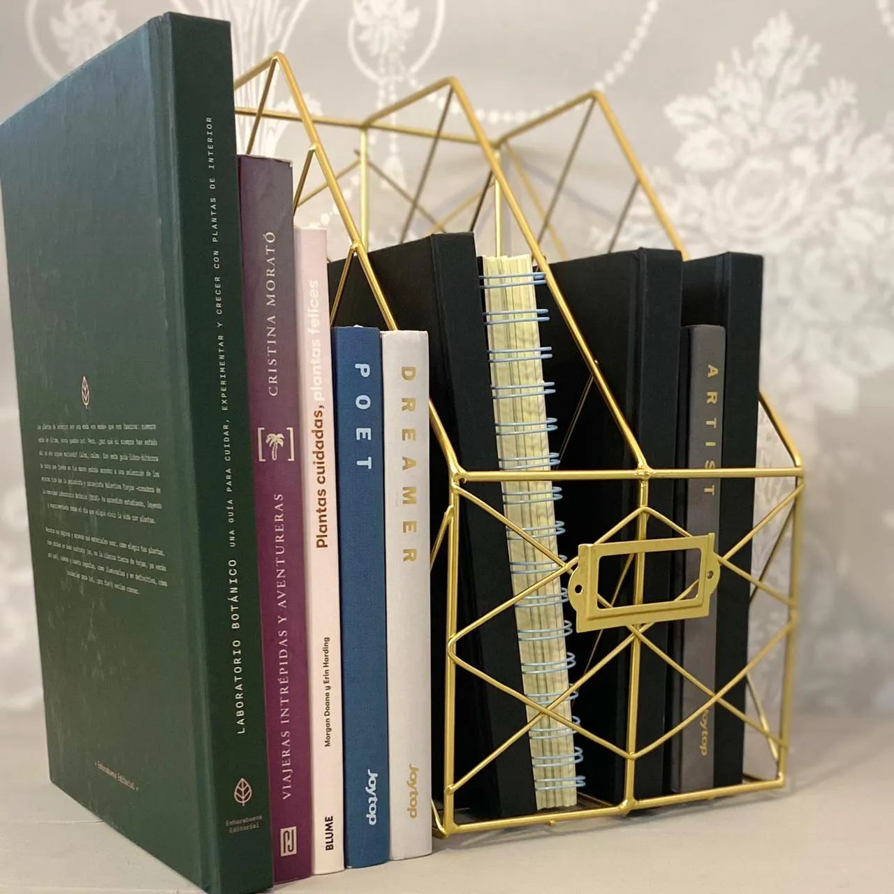 Porta cuaderno dorado doble