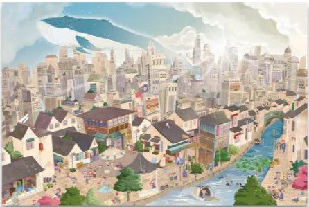 Puzzle mil piezas ballena y ciudad