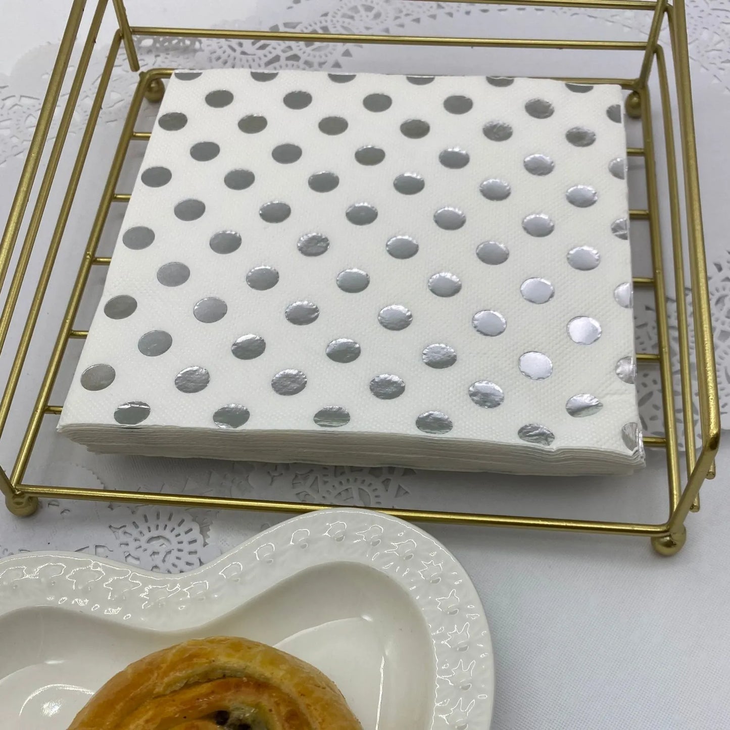 Servilletas de papel lunares plateados