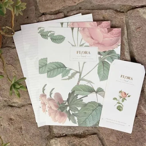 Set esquela flores rosadas