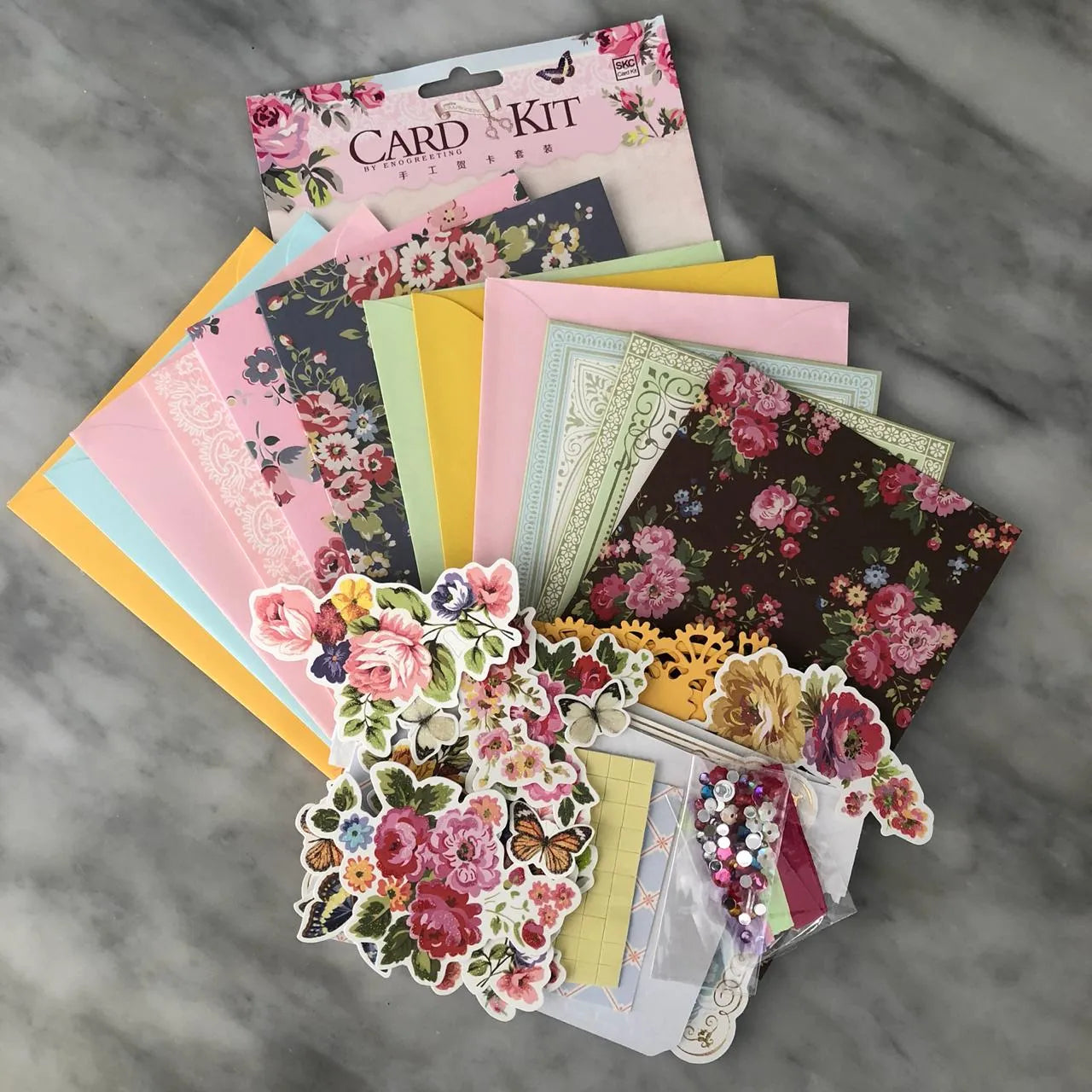 Set de tarjetas rosado