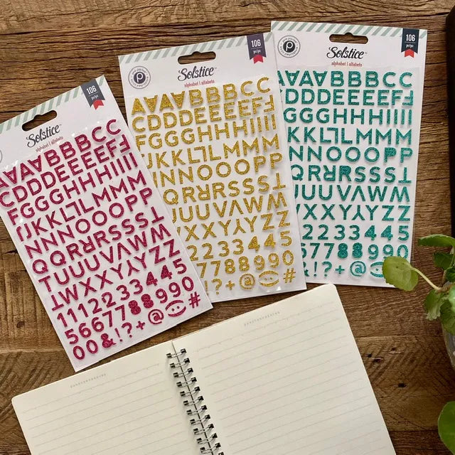 Stickers letras brillantinas