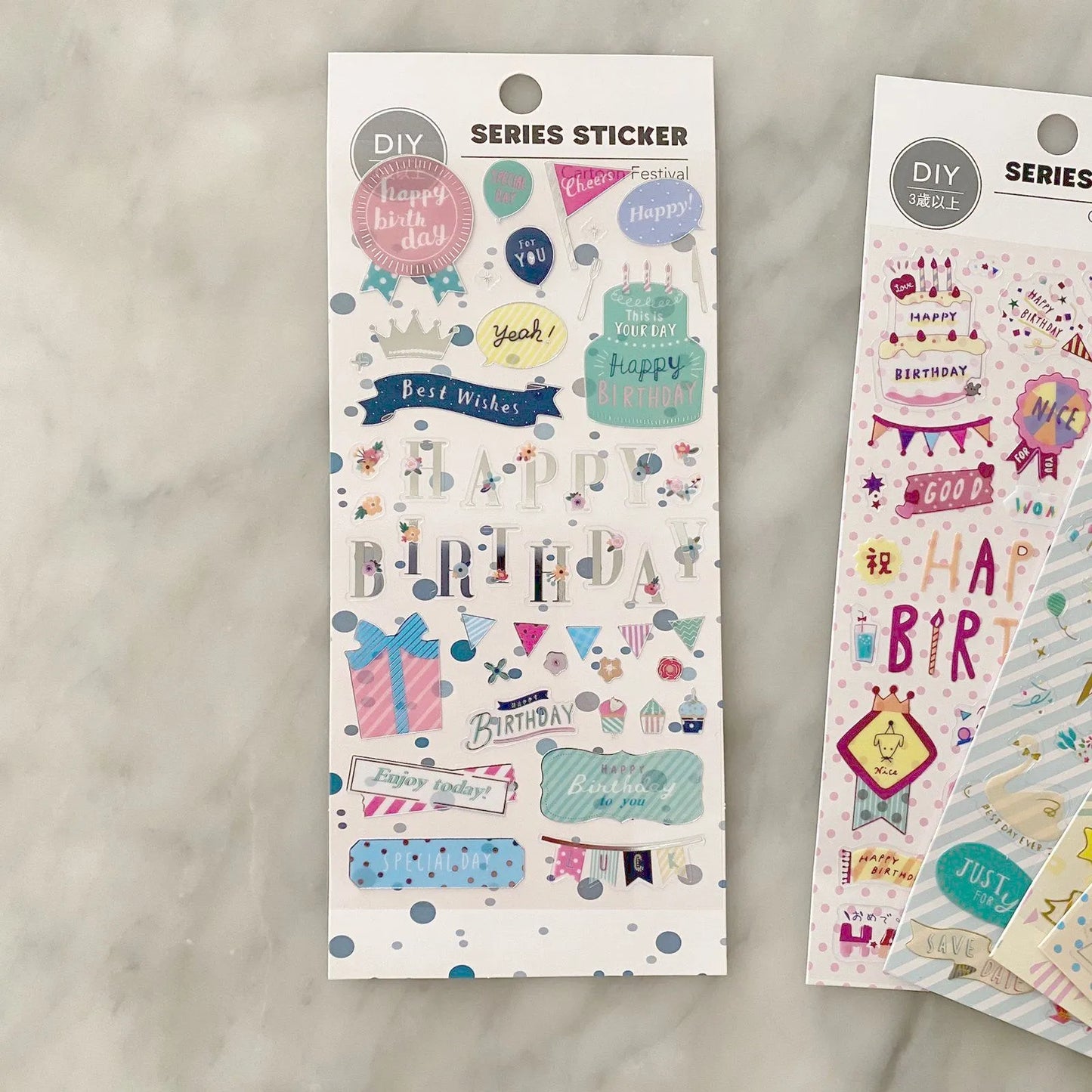 Stickers happy birthday plateado