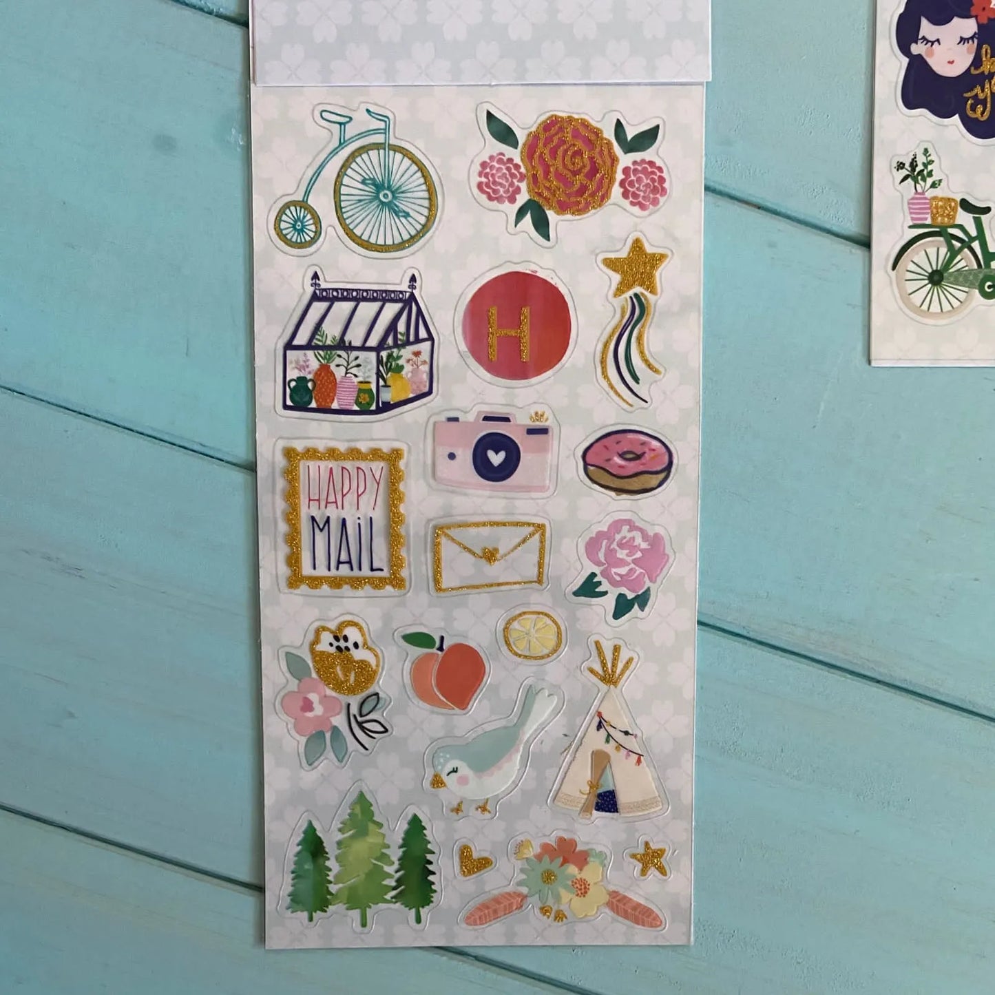 Sticker fashion bicicleta y flores