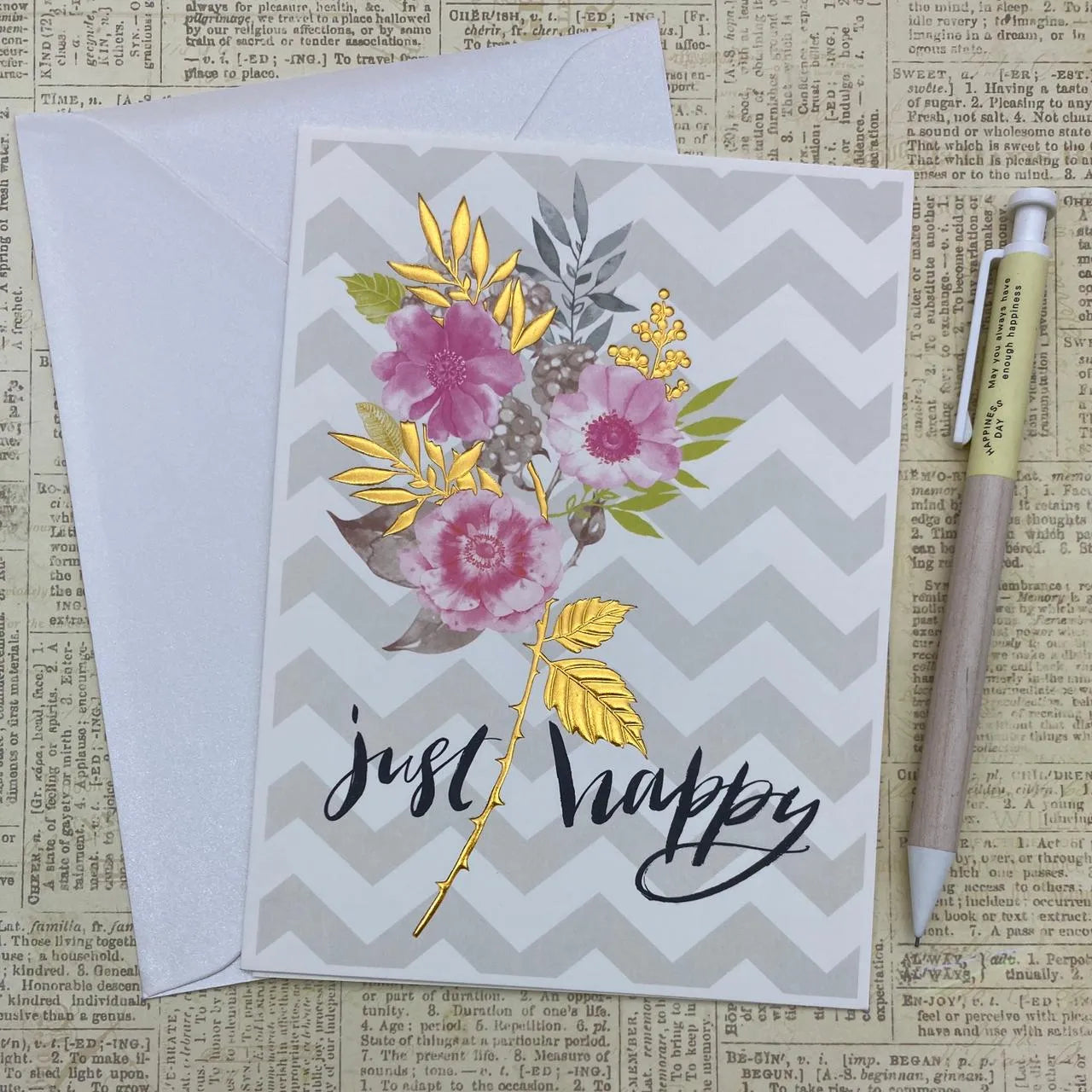 Tarjeta detalles dorados flores