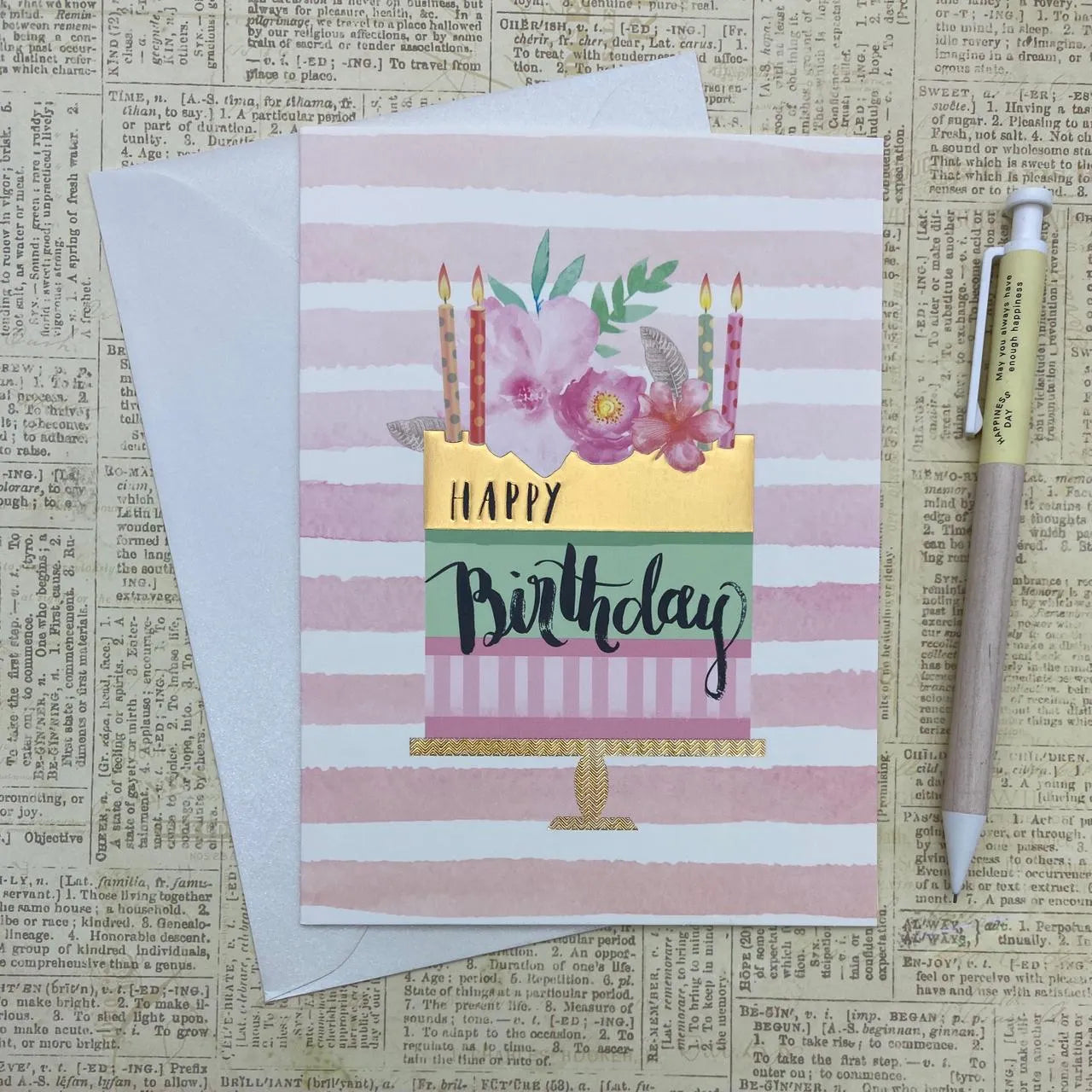 Tarjeta detalles dorados torta