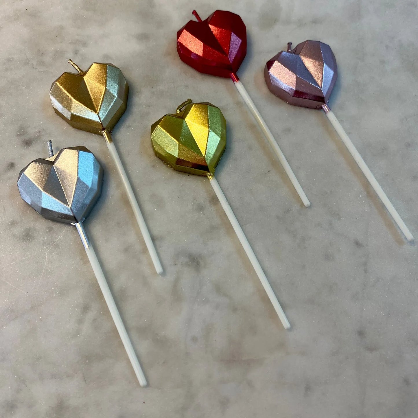 Velas geométricas corazón