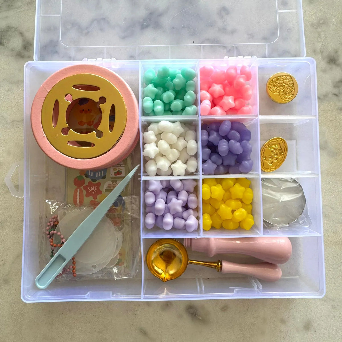 Caja con juego sellos