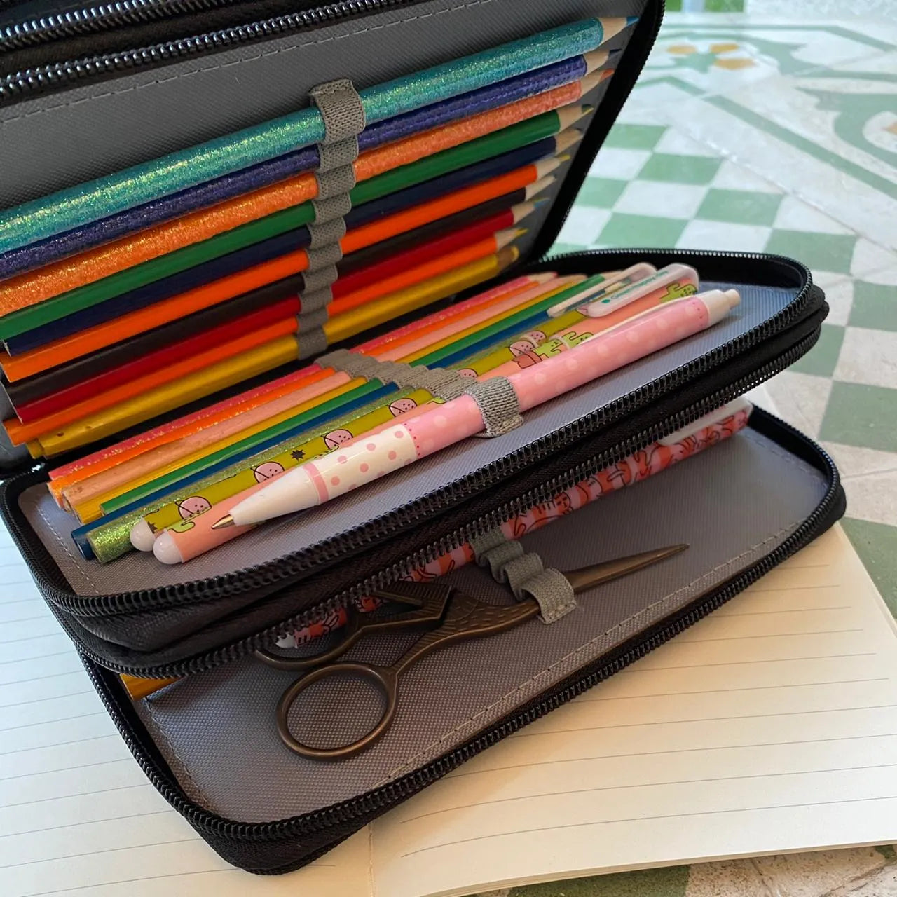 Estuche 4 cierres negro
