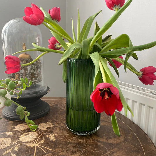 Florero vidrio verde