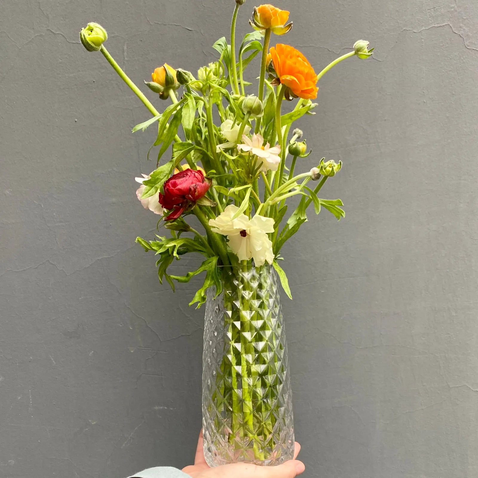 Florero vidrio rombos M