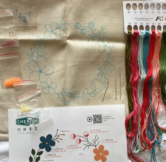 Kit de bordado corona flores