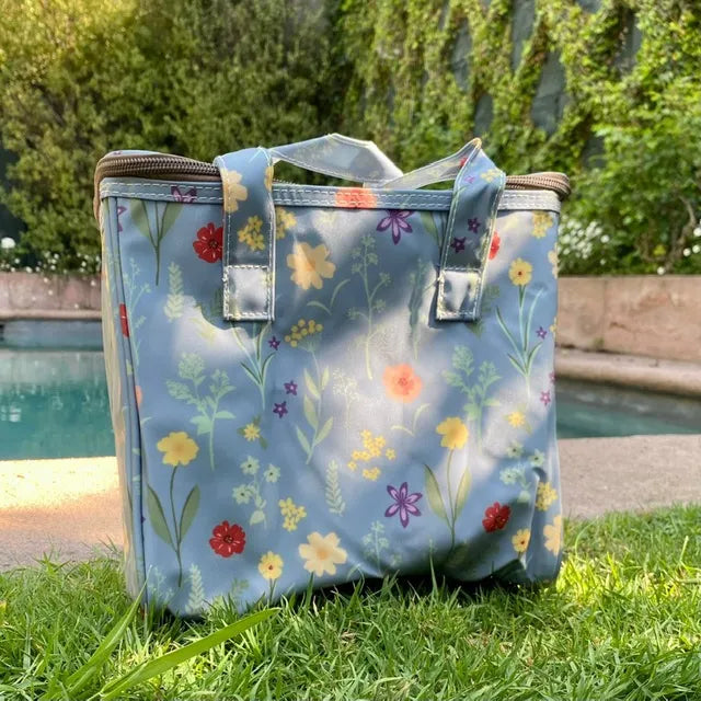Mini cooler de hule celeste florcitas