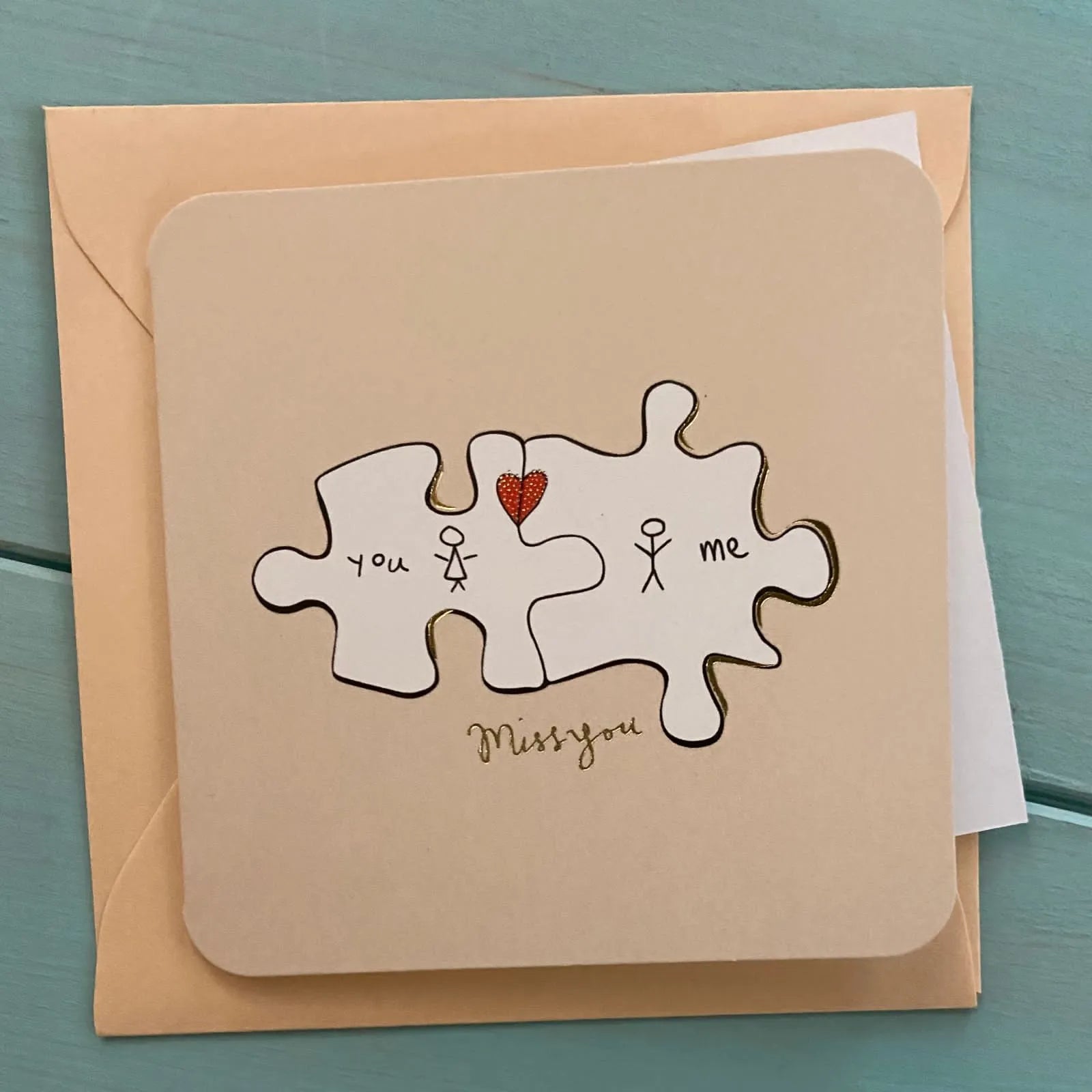 Mini tarjeta sobre color puzzle you me