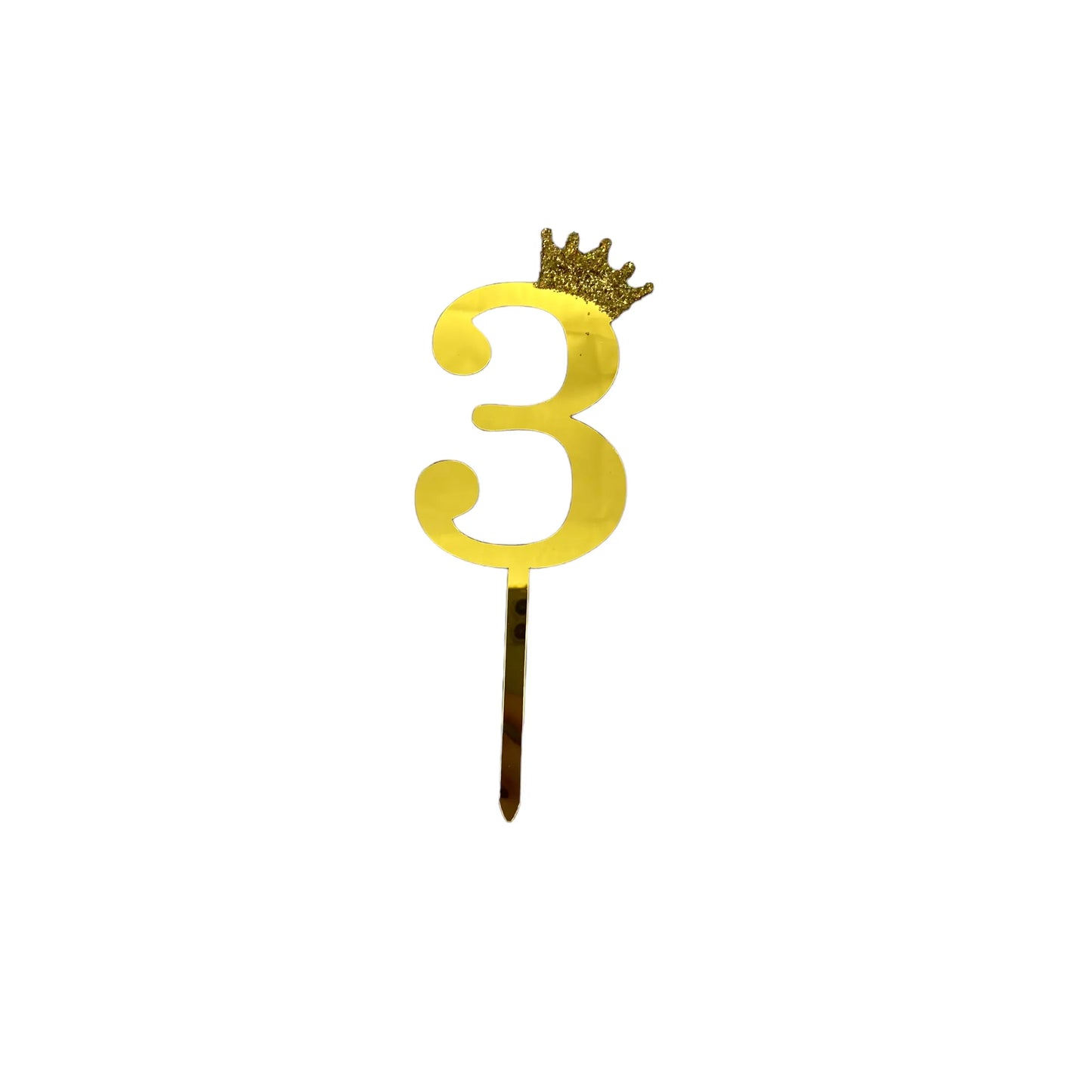 Número con corona dorado tres
