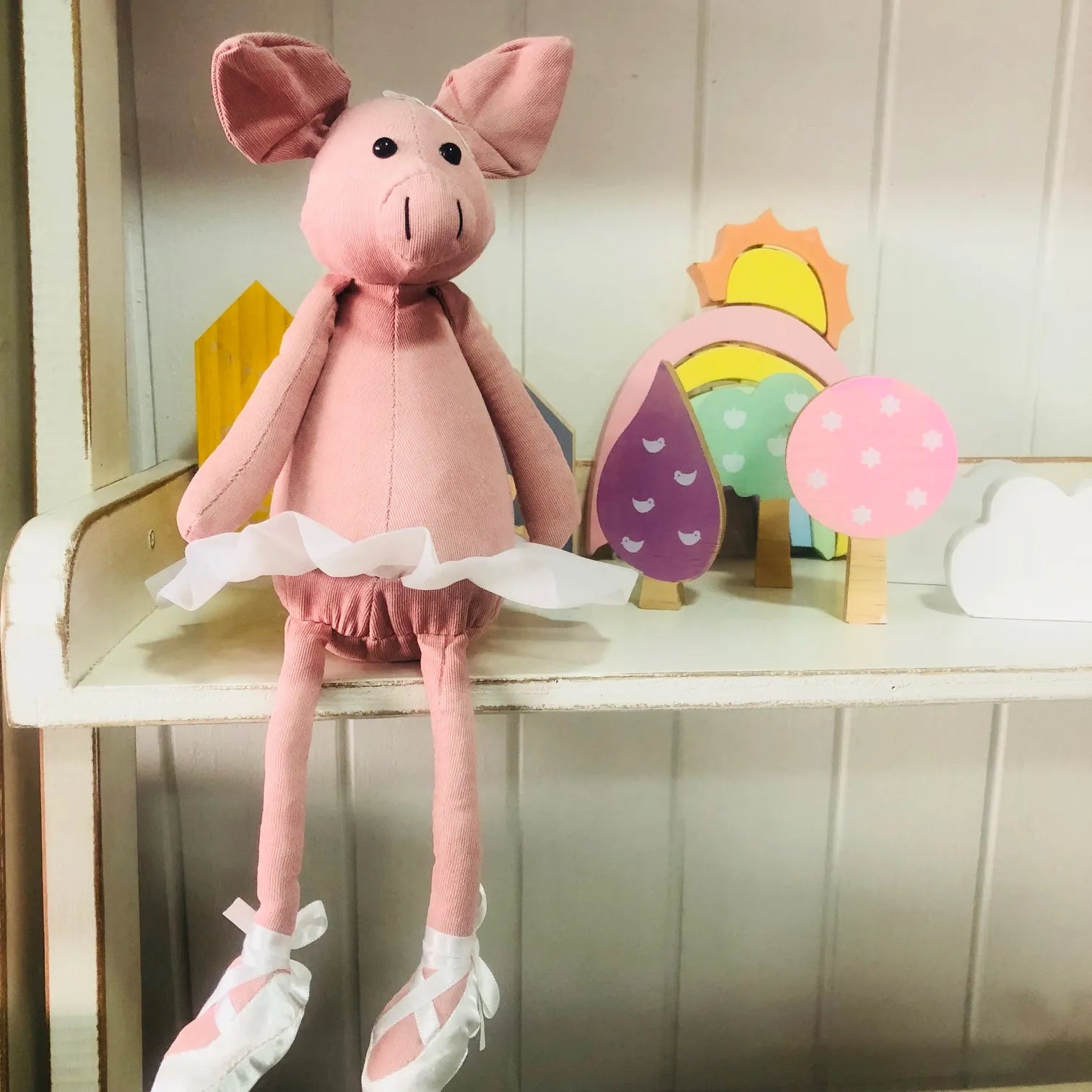 Peluche chanchita bailarina rosado