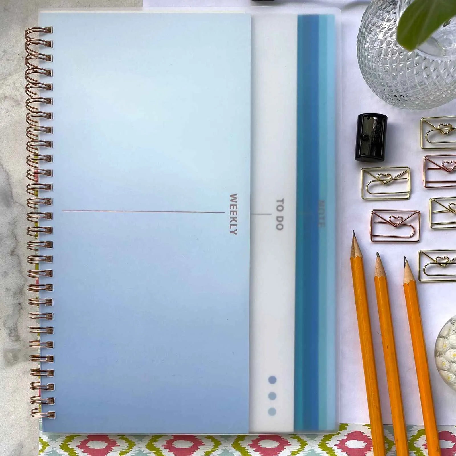 Planner color 3 capas celeste