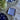 Plato cuadrado S azul pintado florcitas