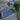 Plato plano rectangular azul pintado florcitas y hojitas