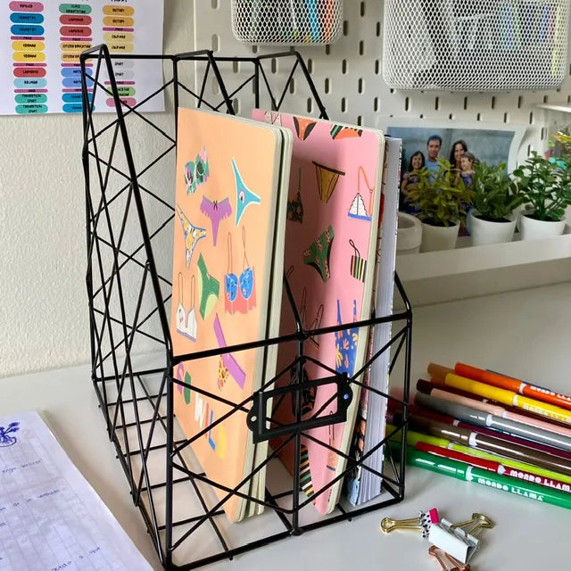 Porta cuadernos negro doble