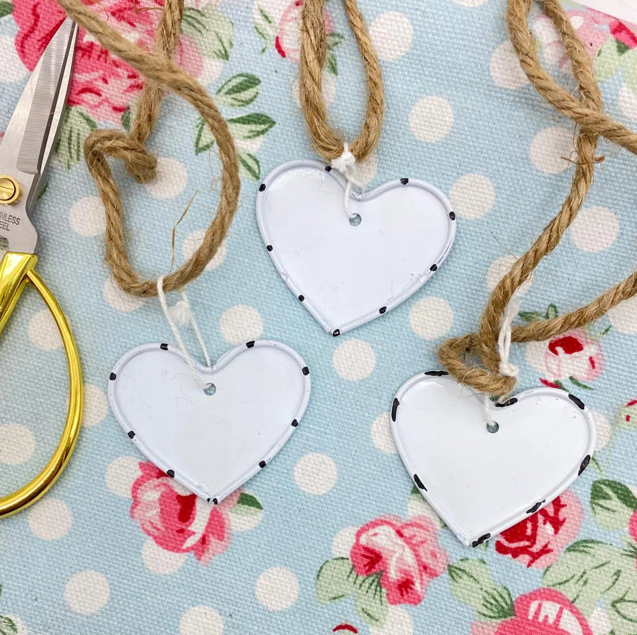 Set de 3 corazones metálicos