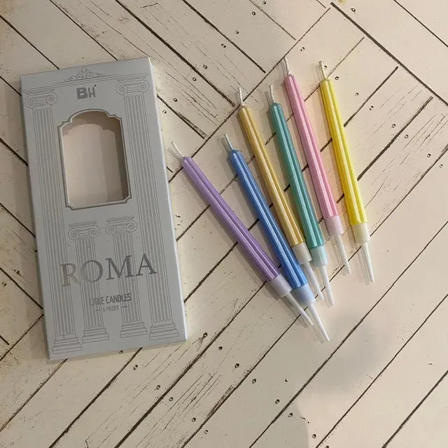 Cajita 6 velas colores diseño roma