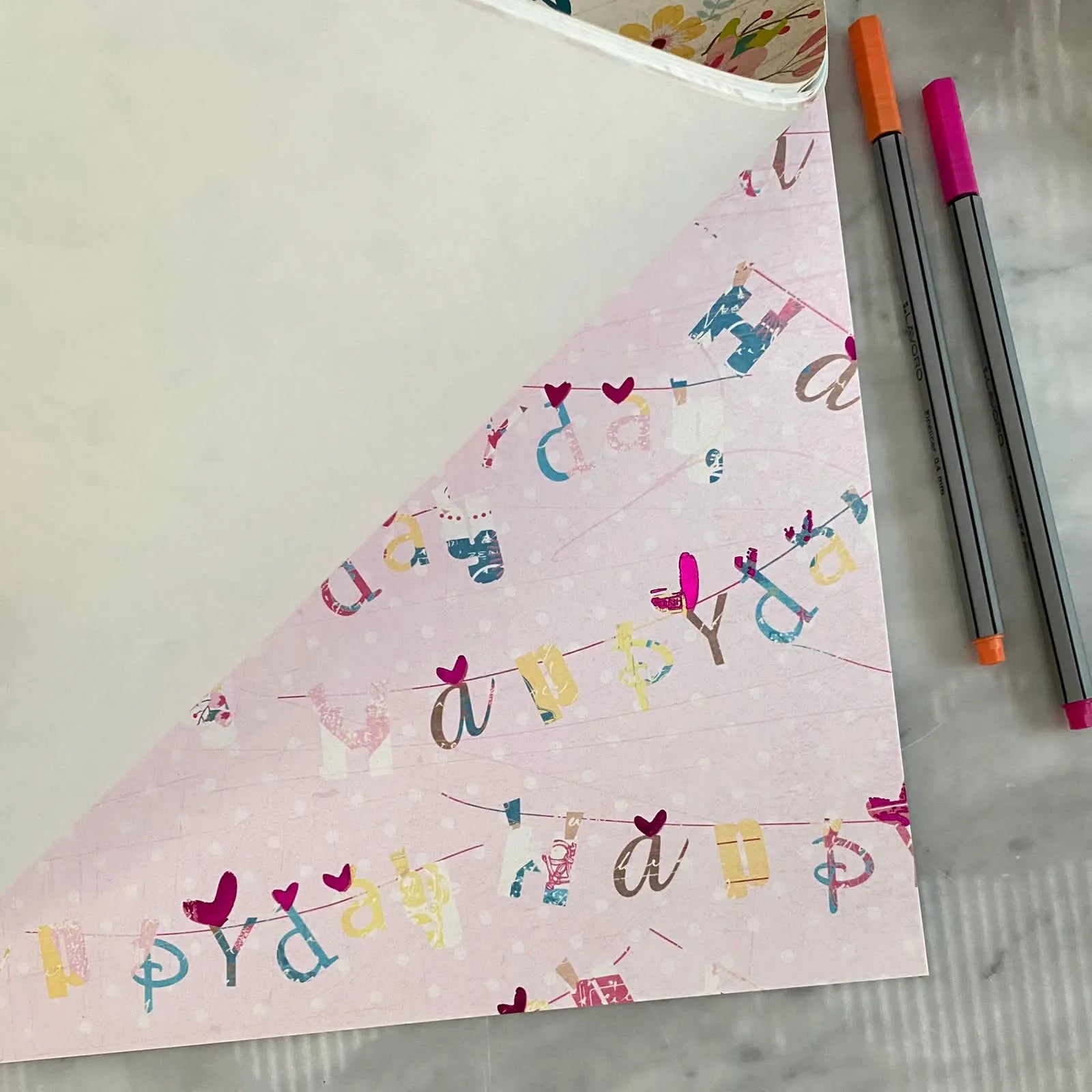 Set papeles L diseños flores