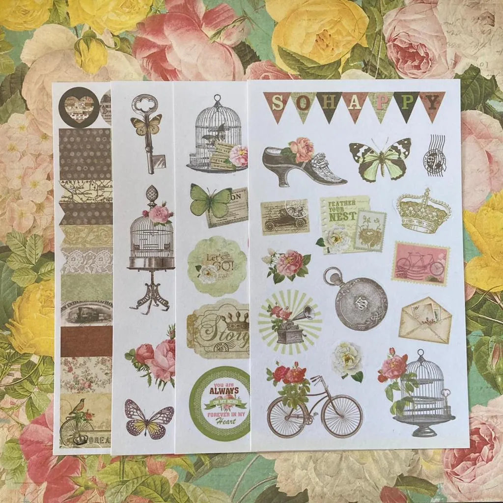 Sticker papel 4 hojas banderin y zapato