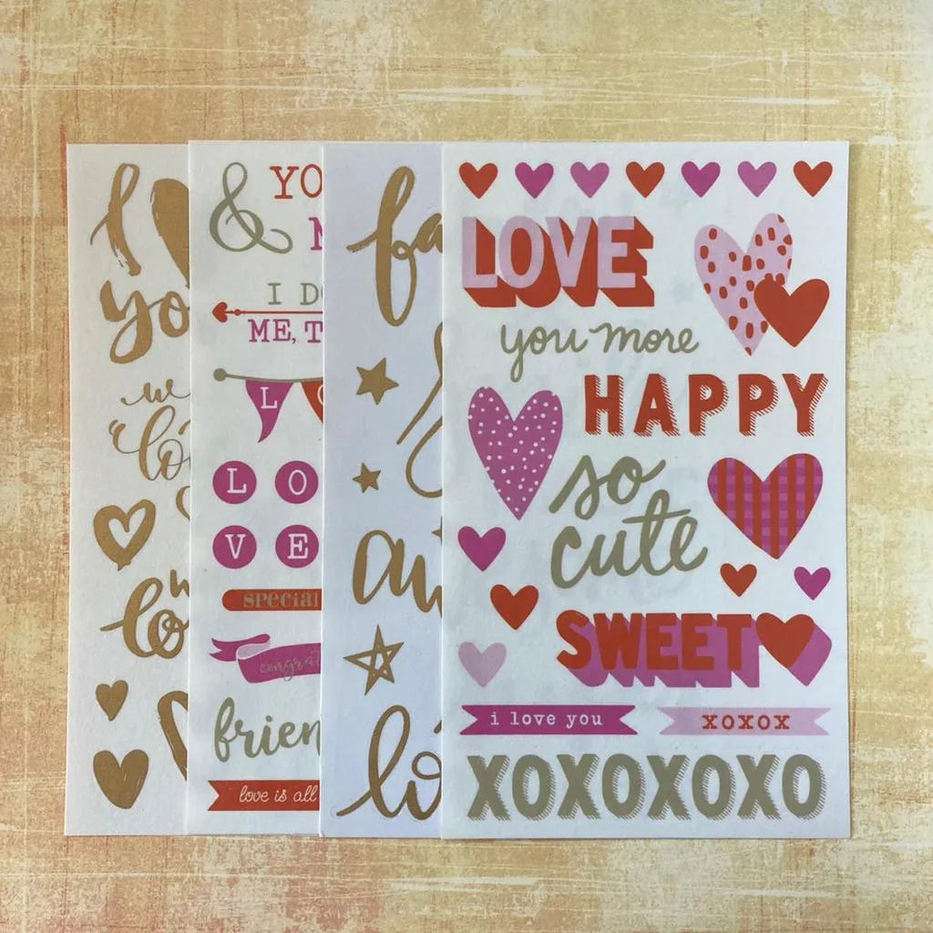 Sticker papel 4 hojas love