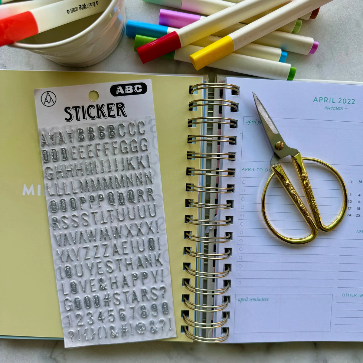 Stickers letras brillantes