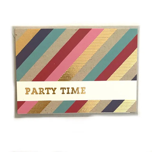 Tarjeta colores y dorado rayas party