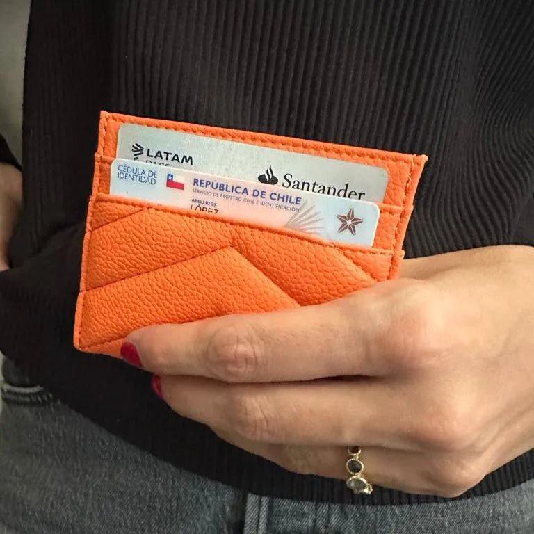 Tarjetero cuerina rombos